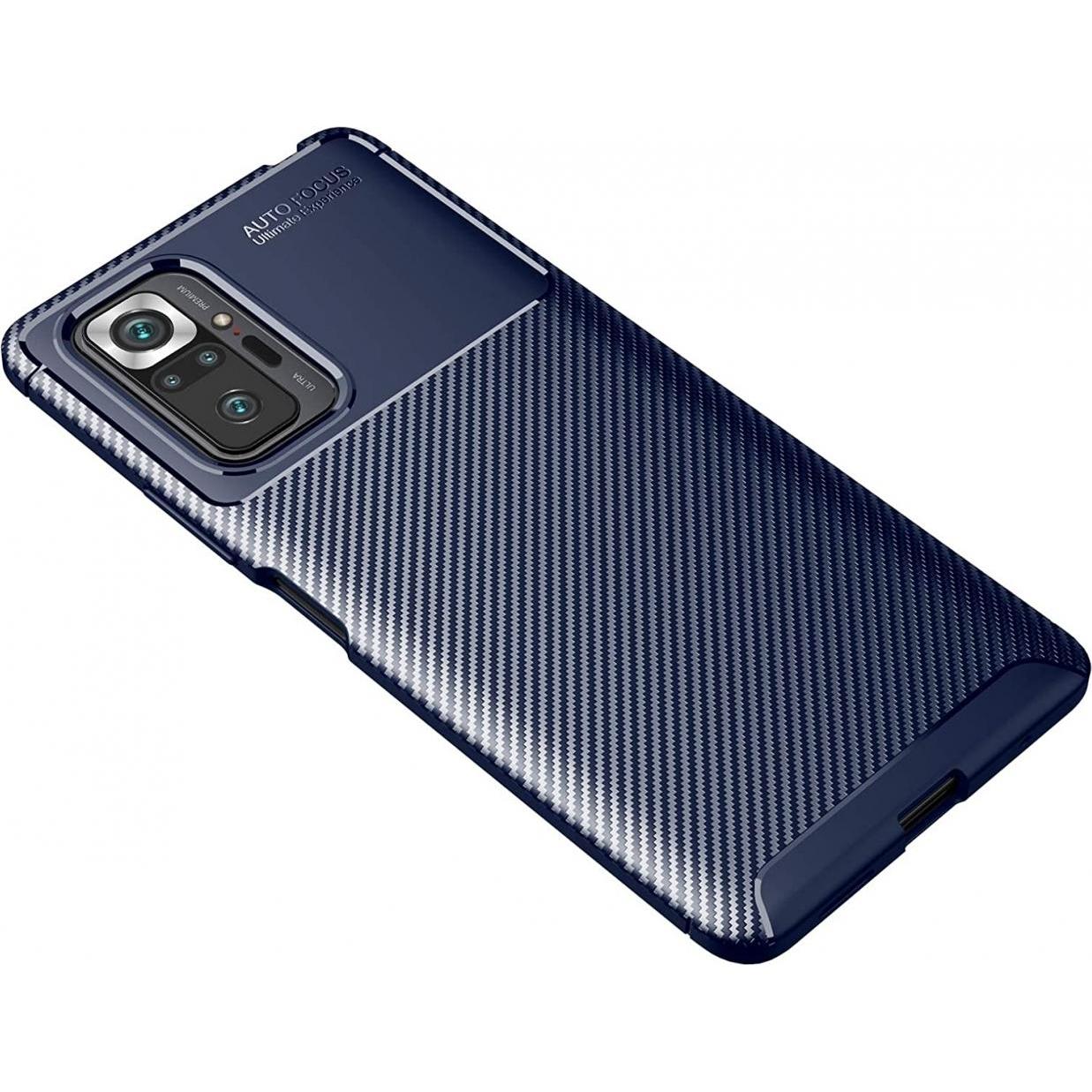 Thumbnail - Screenguard Xiaomi Redmi Note 10S Hülle Carbon Design TPU Case (Xiaomi Redmi Note 10S), Smartphone Hülle, Blau