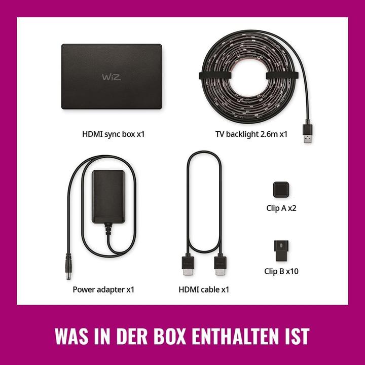 Actual product image WiZ HDMI Sync Box + Lightstrip 55 bis 65 Zoll (Multicoloured, 290 cm, Indoor)