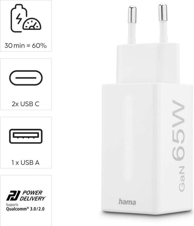 Produktbild Hama Schnellladegerät (65 W, 3 Ports)