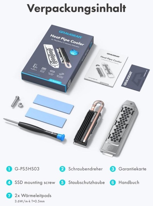 Image du produit Graugear Dissipateur de chaleur SSD M.2NVMe 2280 pour PS5