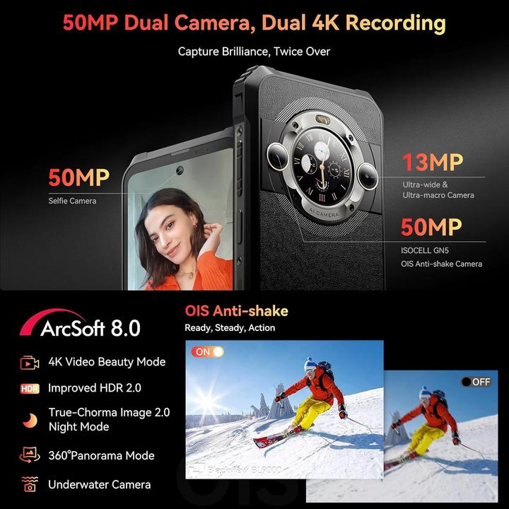 Image du produit Blackview BL9000 5G (Double Sim - Écran 6.78" - 512 Go, 12 Go RAM) Noir (512 Go, Noir, 6.78", Double SIM, 5G)