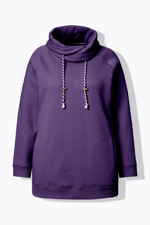 Actual product image Ulla Popken Drawstring Collar Long Sleeve Sweatshirt (60)