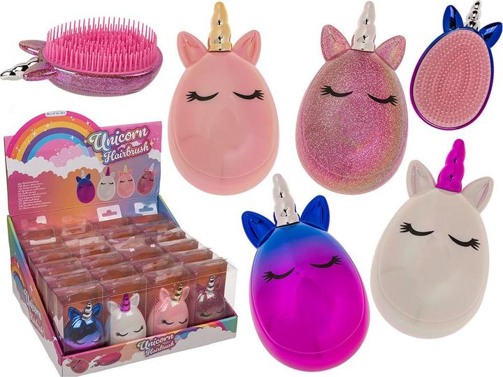 Actual product image Magni Striegel Haarbürste Einhorn 11,5x6,5cm 4fach sortiert