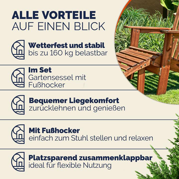 Actual product image Casaria Adirondack sun lounger set of 2 with footrest