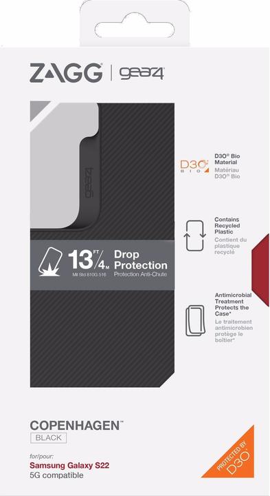 Produktbild gear4 Back Cover D3O Copenhagen Bio Galaxy S22 Black (Samsung Galaxy S22+)