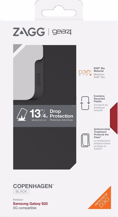 Actual product image gear4 Back Cover D3O Copenhagen Bio Galaxy S22 Black (Samsung Galaxy S22+)