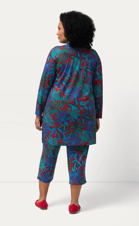 Image du produit Ulla Popken Veste en jersey à col V et manches longues, motif palmiers (56)