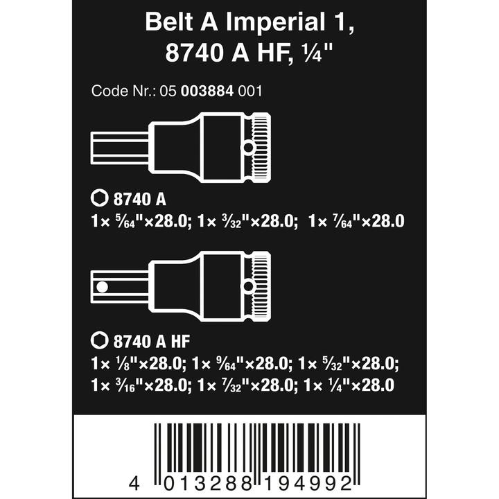 Produktbild Wera Belt A Imperial 1 Zyklop Bitnuss-Satz (3/16", 5/32", 7/32")
