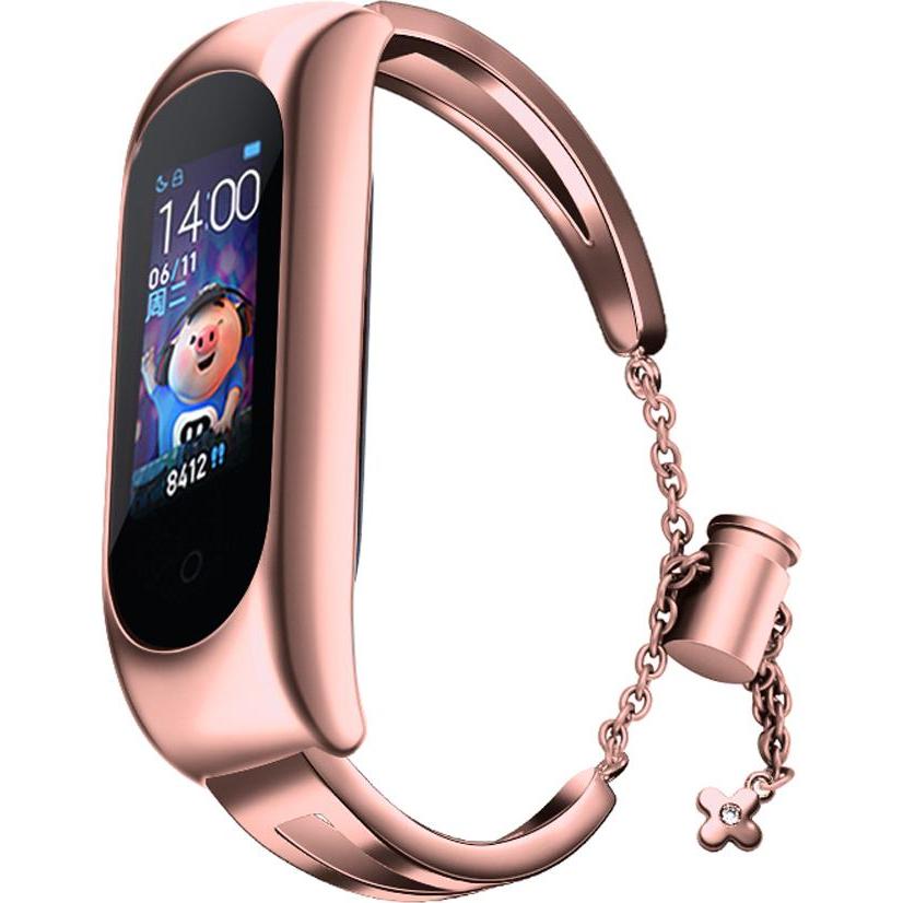 Hurtel Cinturino di ricambio in metallo per Xiaomi Mi Band 6 / 5 / 4 / 3 rosa (Acciaio inossidabile), Cinturini per orologi, Rosa