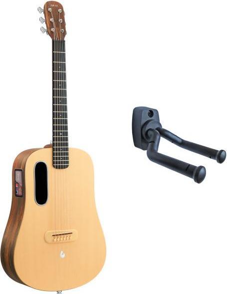 Actual product image Lava Music Guitar ME4 Spruce 36 inch Woodgrain Brown with wall bracket (Acoustic guitar, Okoume, HPL 18 copper-nickel, Spruce)