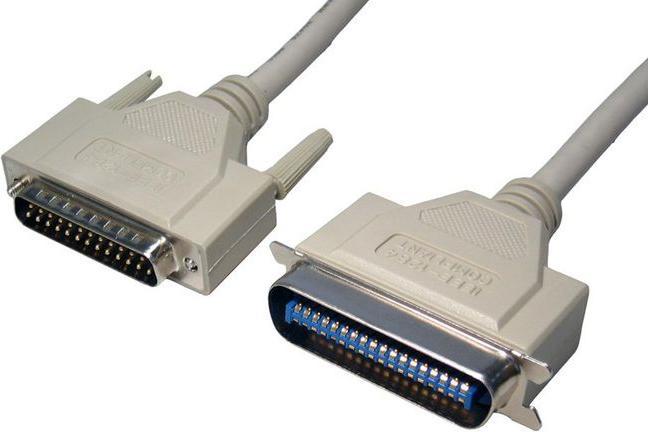 Actual product image RS PRO Parallel cable 25-pin, D-Sub plug Centronics plug L. 10m, grey (10 m, Parallel (printer))