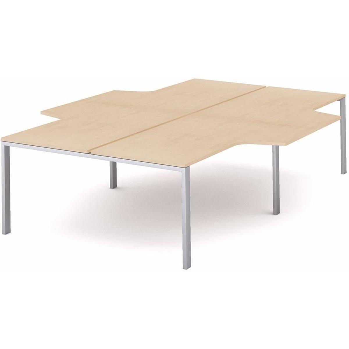 Rocada, Schreibtisch, Mehrfacharbeitstisch Total L-Form BxTxH 360x163/220x73cm Gestell grau Platte Melamin buche (220 x ...