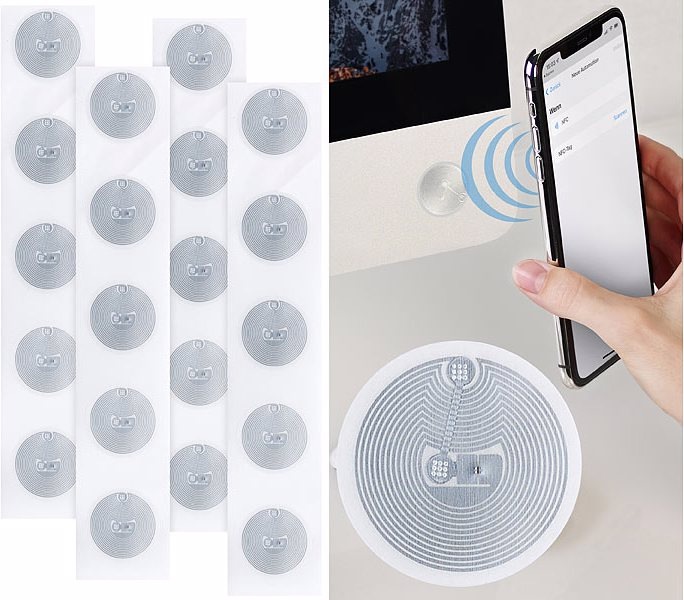 Produktbild Callstel 20er-Set NFC Tag Sticker, kompatibel zu iOS und Android Apps (Android, iOS)