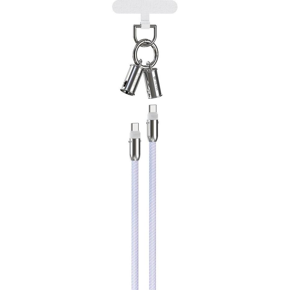 Devia Kabelbinder 2in1 PD USB-C - USB-C 1,2 m 60W lila (1.20 m, USB 3.2 Gen 1), USB Kabel