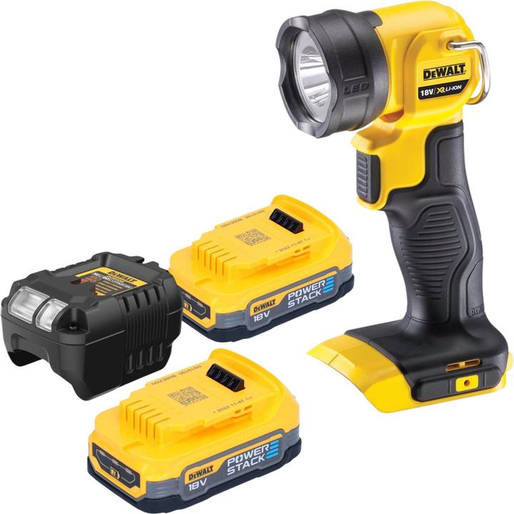 Actual product image DeWalt DCL 040 E2 Akku LED Lampe 18 V 110 lm + 2x Powerstack Akku 1,7 Ah + Ladegerät (110 lm)