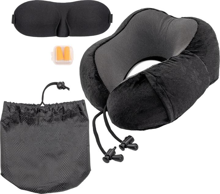 Immagine prodotto Intirilife Cuscino per il collo, mascherina per gli occhi, tappi per le orecchie e borsa per riporli (Cuscino per testa e collo)