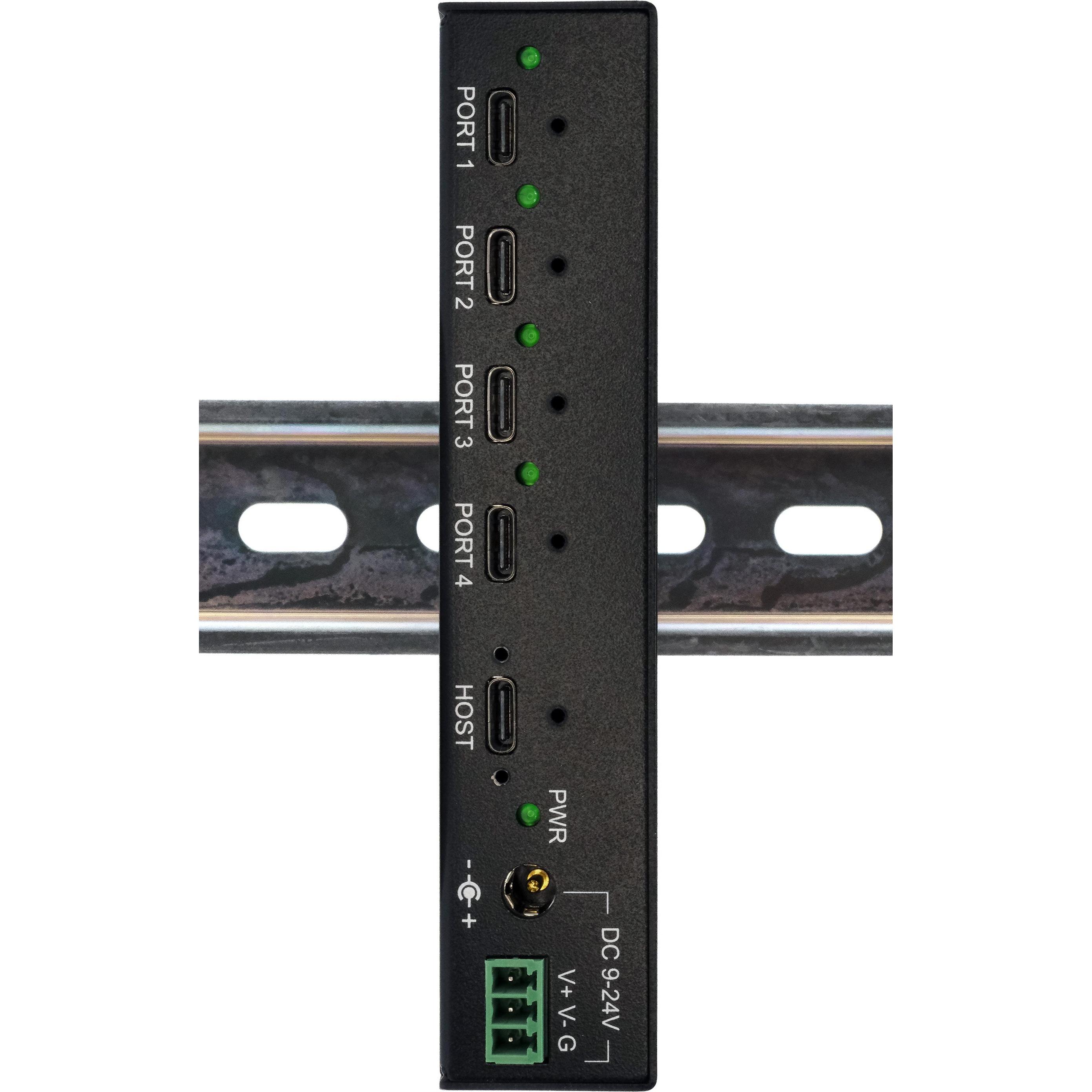 Thumbnail - Exsys Industrial USB 3.2 Gen 2x1 Hub 4-Port (USB-C, 4 Ports), Dockingstation + USB Hub, Schwarz