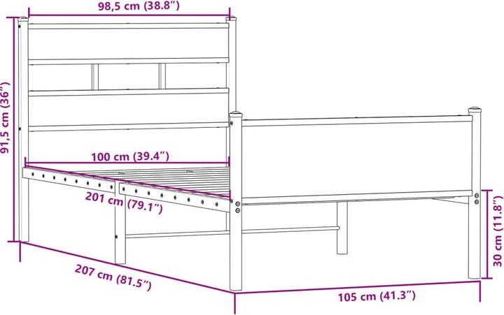 Produktbild vidaXL Bettgestell (100 x 200 cm)