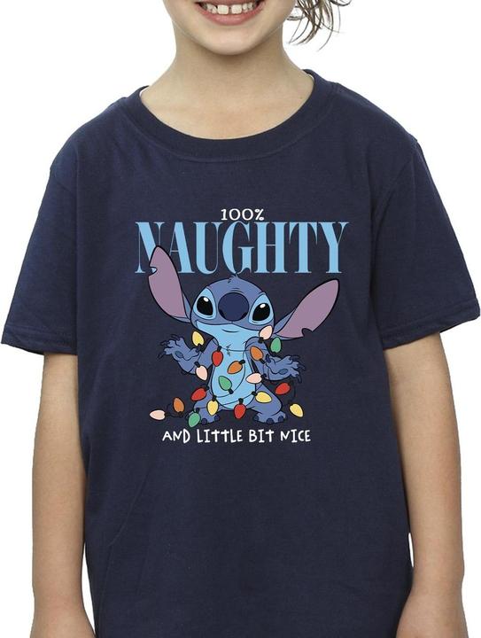 Actual product image Disney Girls Lilo & Stitch Naughty & Nice Cotton T-Shirt (116)