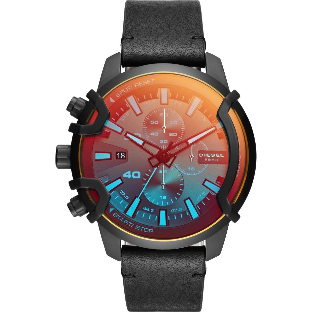Diesel, Armbanduhr, Griffed, Schwarz, (Analoguhr, Chronograph, 48 mm)