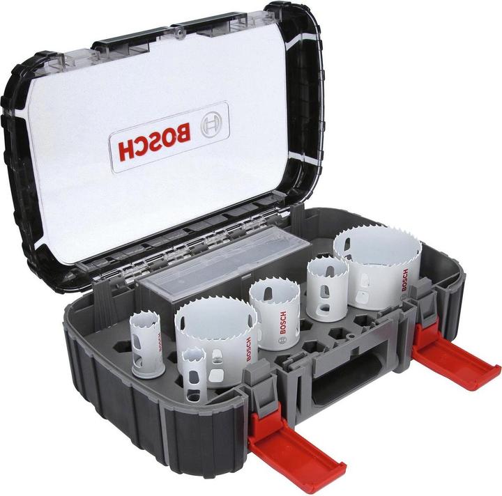 Produktbild Bosch Professional Zubehör 9-teiliges Elektriker-Set, 4 Lochsägen Progressor for Wood&Metal (19 mm, 83 mm, 44 mm, 68 mm, 38 mm, 25 mm)