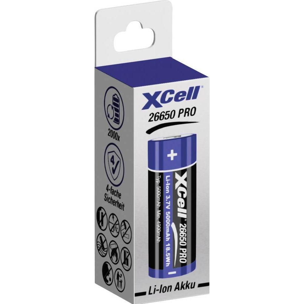 XCell Spezial-Akku 26650 Li-Ion 3.7 V 5000 mAh (1 pz., 26650, 5000 mAh), Batterie + pile