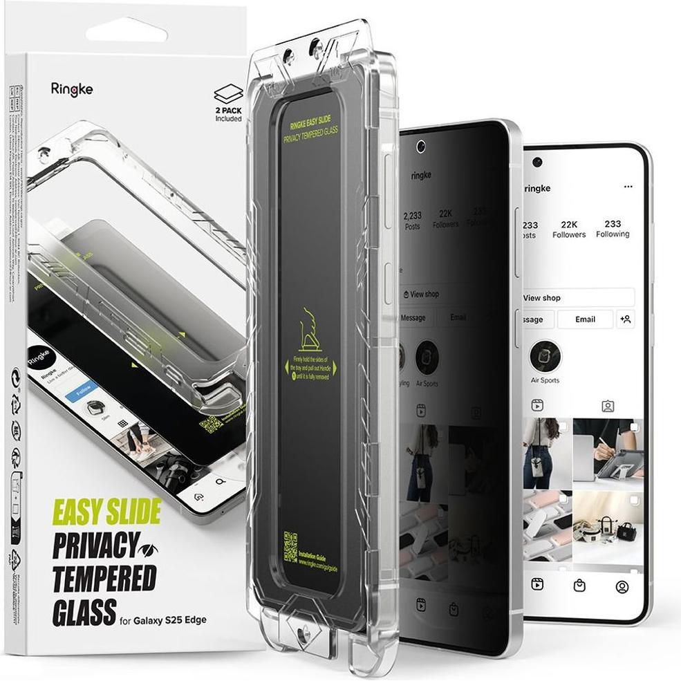 Ringke Easy Slide 2er-Pack Sichtschutzglas für Samsung Galaxy S25 Edge (2 pz., Samsung Galaxy S25 Edge), Pellicola protettiva smartphone, Trasparente