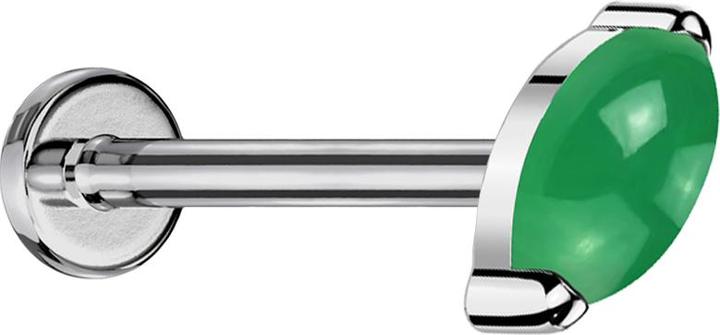 Produktbild Star Piercing Micro Threadless Labret silber Ovaler grüner Onyx Stein (ohne Messing, Mineralisch, Titan)