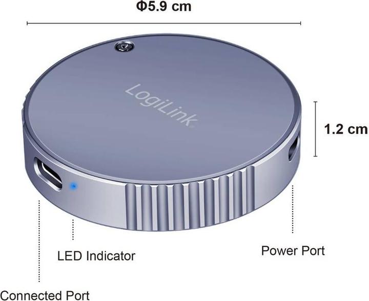 Actual product image LogiLink Magnetisches USB 3.2 Gen2 SSD-Gehäuse, 100 W PD, MagSafe-kompatibel, Spacegrau (M.2 2230, M.2 2242)