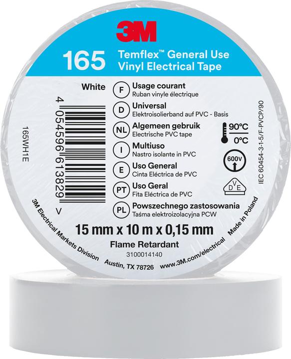 3M Temflex vinyl insulation tape 165, 15 mm x 10 m (15 mm)