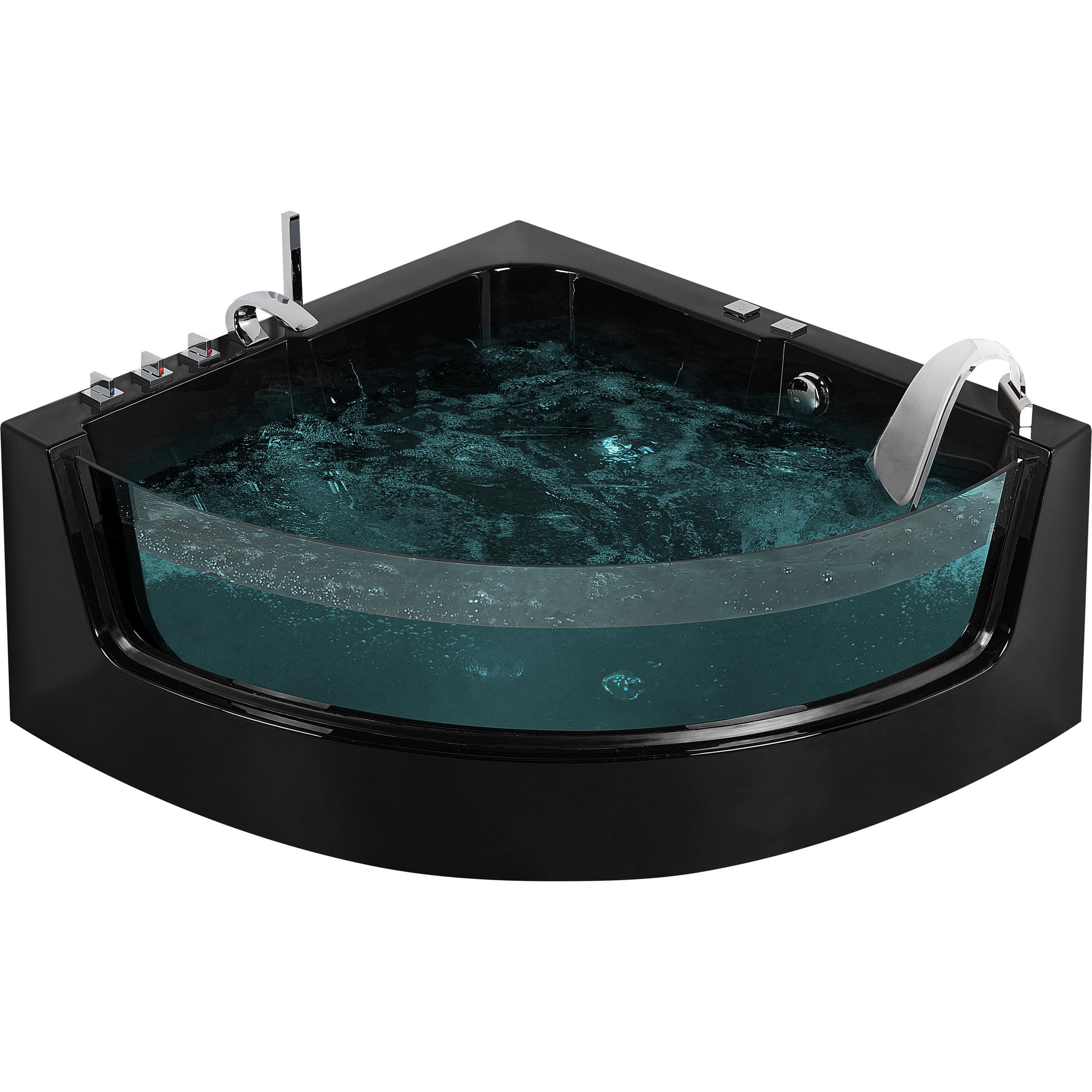 Beliani, Badewanne, Whirlpool Badewanne schwarz Eckmodell mit LED 190 x 135 cm MARINA (260 l, 135 cm)