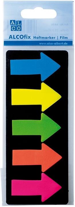 Alco Index repositionnables Alcofix Flèche 45x25mm UE=5 couleurs par 25 pièces (25 x 45 mm)