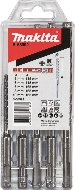 Actual product image Makita Nemesis 2 SDS+ Drill Set (5 mm, 6 mm, 8 mm, 10 mm)