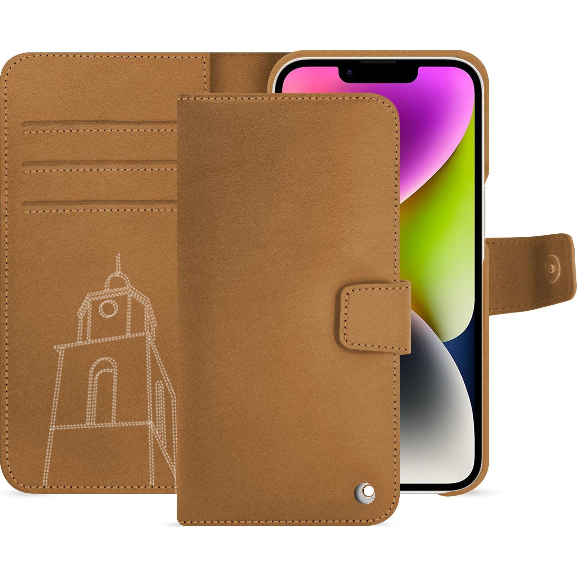 Noreve Lederschutzhülle Apple iPhone 15 Plus (Apple iPhone 15 Plus), Smartphone Hülle, Braun