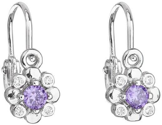 Actual product image Evolution Group Silver children's earrings with violet zircons 11174.3 for kids