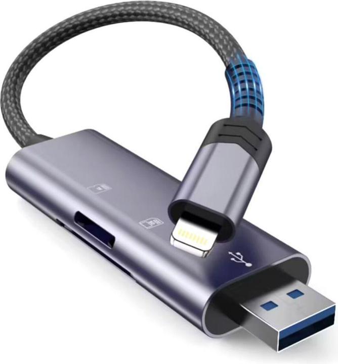 Produktbild Tech-Protect UltraBoost SD / micro SD card reader with Lightning / USB-A connector - gray