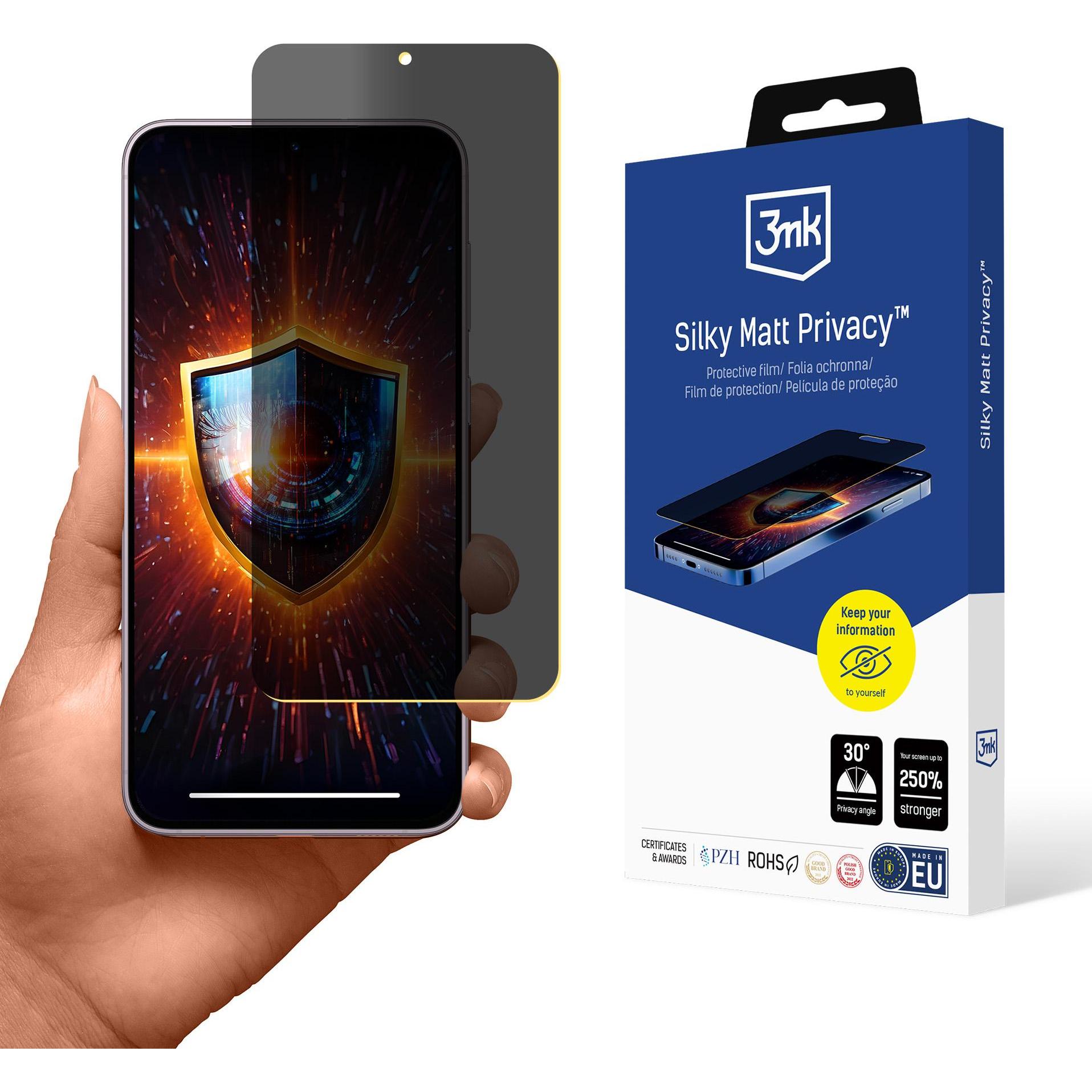 3MK Samsung Galaxy S23+ - Silky Matt Privacy (1 Stück, Samsung Galaxy S21), Smartphone Schutzfolie, Grau