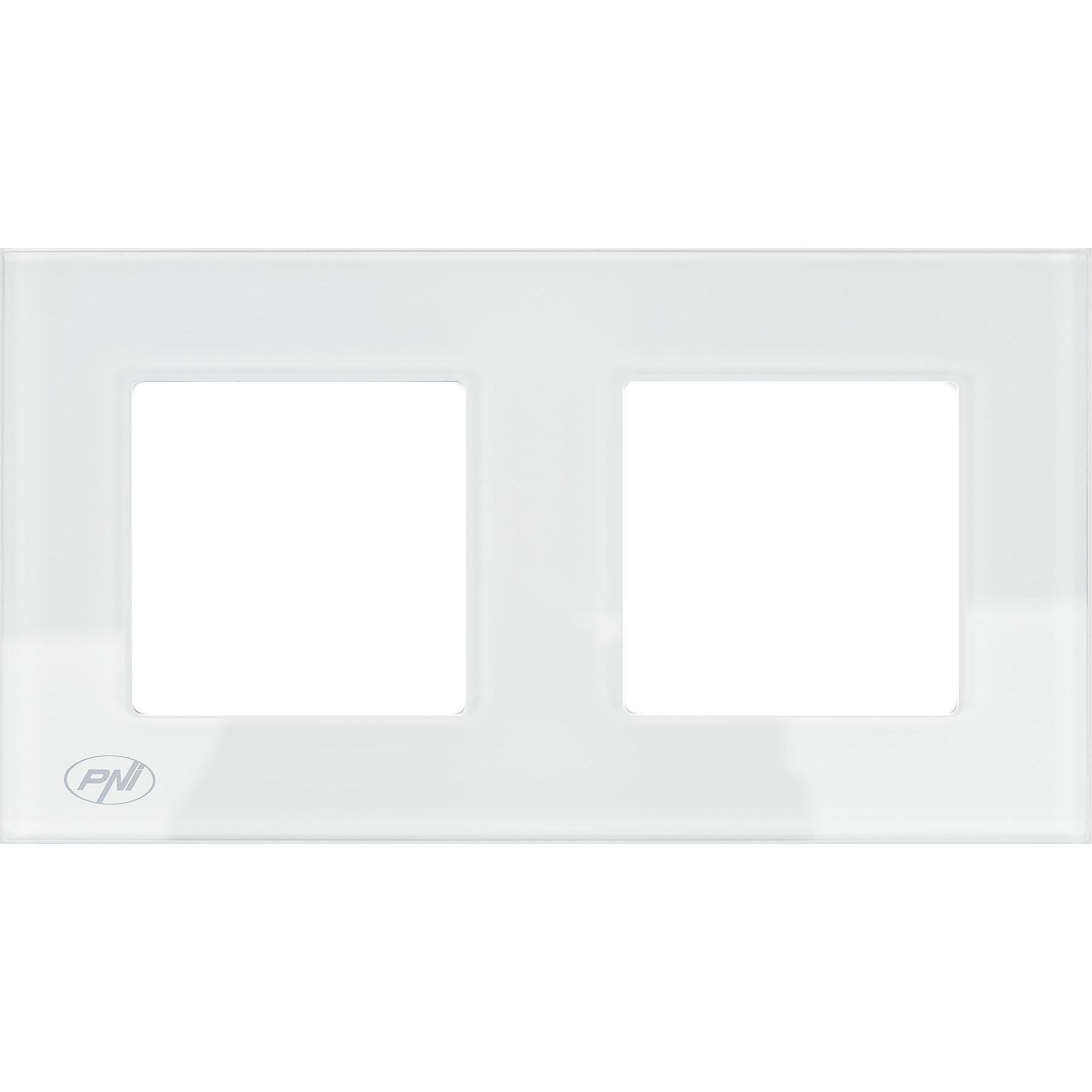 Thumbnail - PNI RM202W Glas-Doppelrahmen für PNI-Steckdosen, Taster + Schalter
