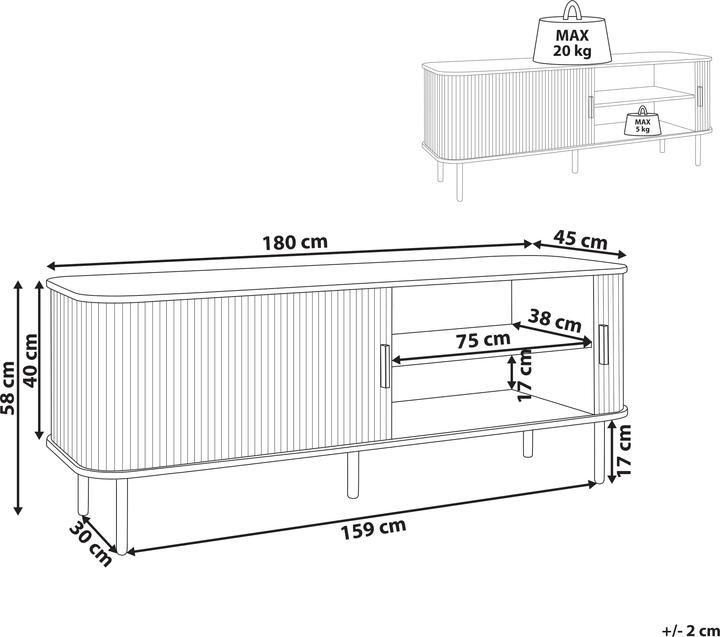 Actual product image Beliani Bradley (180 x 45 x 58 cm)