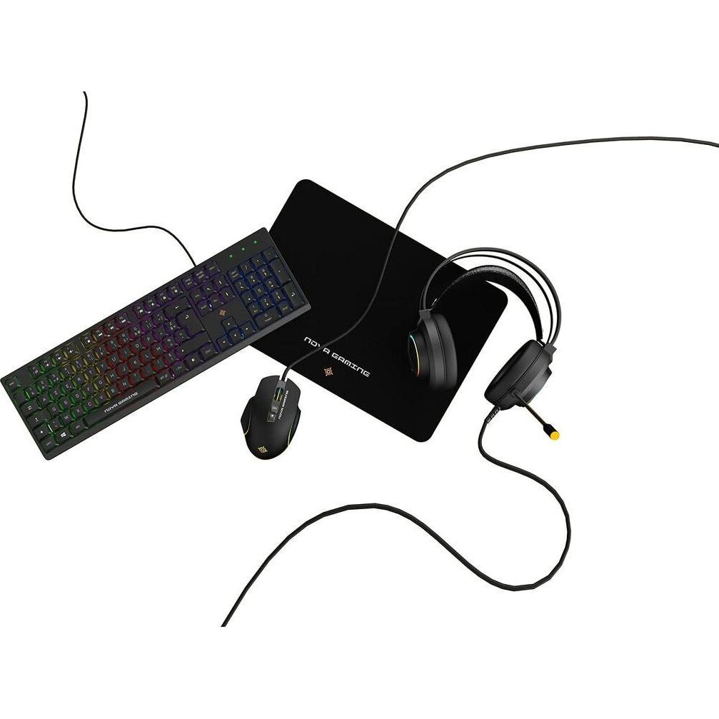 Mobility Lab Pack 4en1 Gamer (Clavier/Souris/Casque/Tapis) Aquila RGB (Noir) (Francese, Cablato), Tastiera, Nero