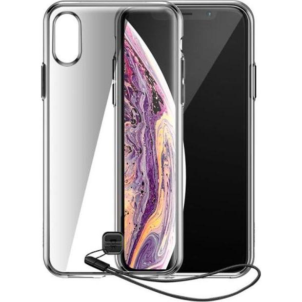 Baseus Softcase Hülle mit Bändel (Apple iPhone XS, Apple iPhone X), Smartphone Hülle, Schwarz