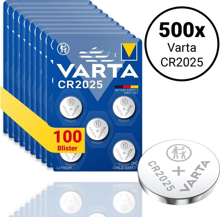 Produktbild Varta CR2025 Lithium - 500 Knopfbatterien (500 Stk., CR2025, 165 mAh)