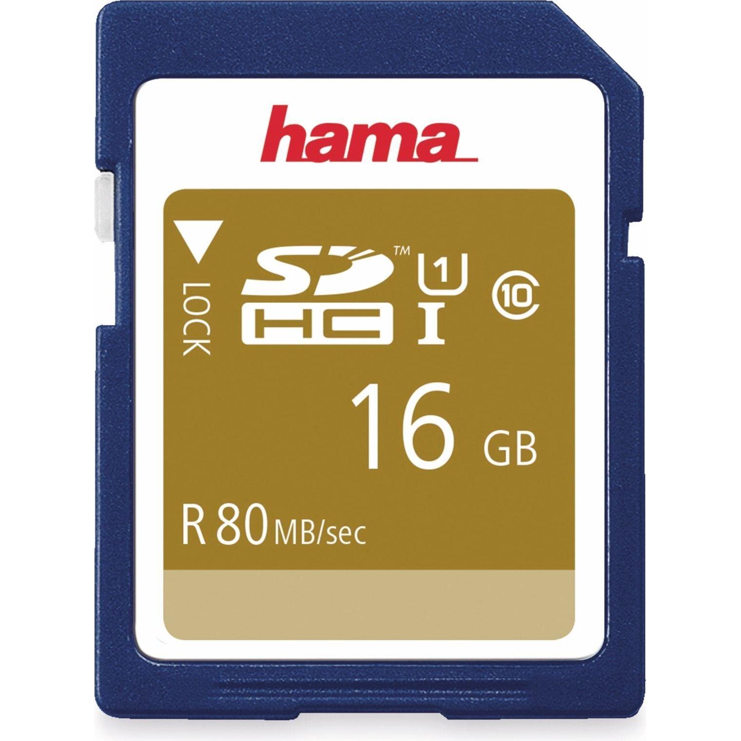 Thumbnail - Hama SDHC 16GB Class 10 UHS-I (26 GB, SDHC, U1, UHS-I), Speicherkarte, Blau