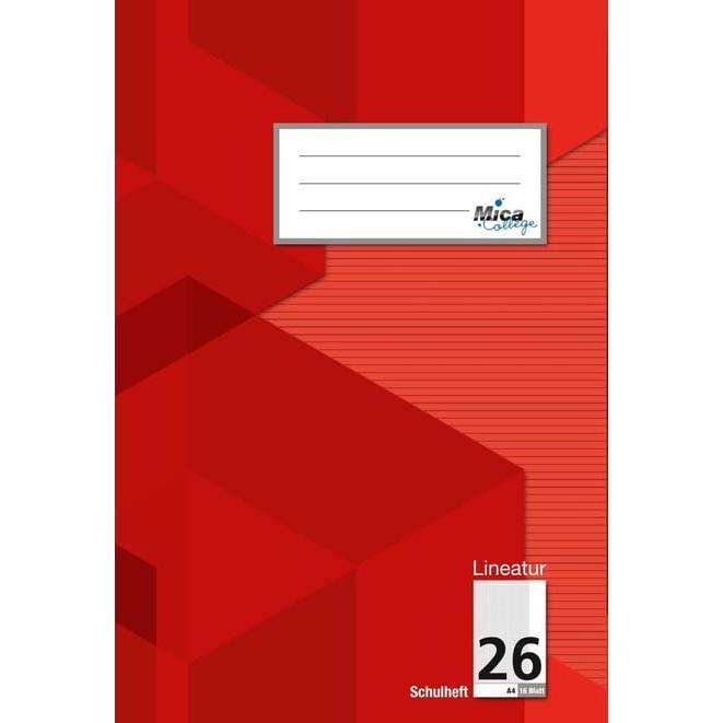 MICA College, Heft + Block, Schulheft - DIN A4 - Lineatur 26 - kariert mit Rand - 16 Blatt (A4, Kariert)