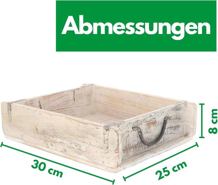 Produktbild Novaliv 3x Holzkiste Vintage Weiss 30 x 25 x 8 cm Alte Ziegelform Holz Gross Allzweckkiste aus recycel