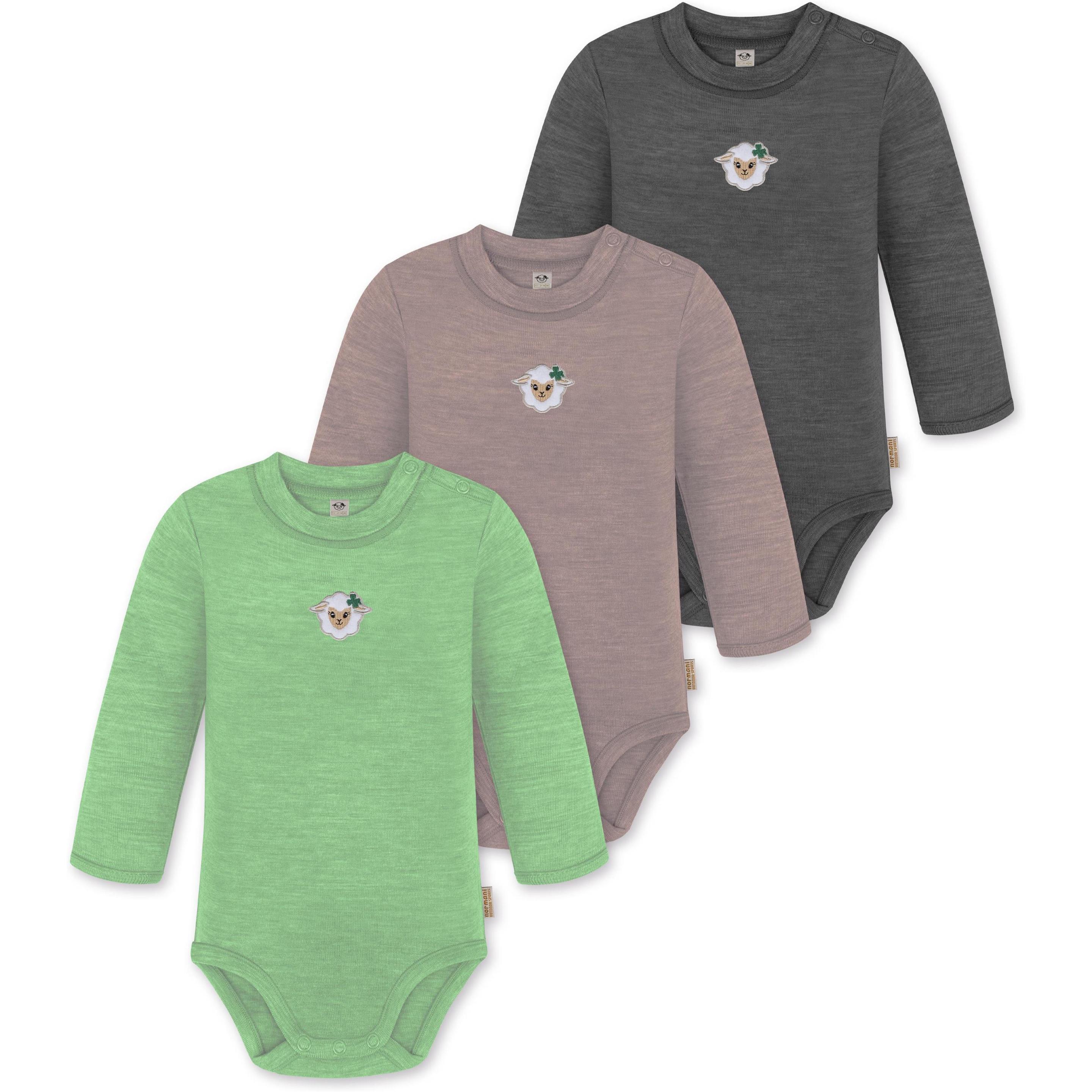 Thumbnail - Normani, Herren, Body, 3er Pack Baby Merino Langarmbody „Tuai" - 9403, Mehrfarbig, (80)