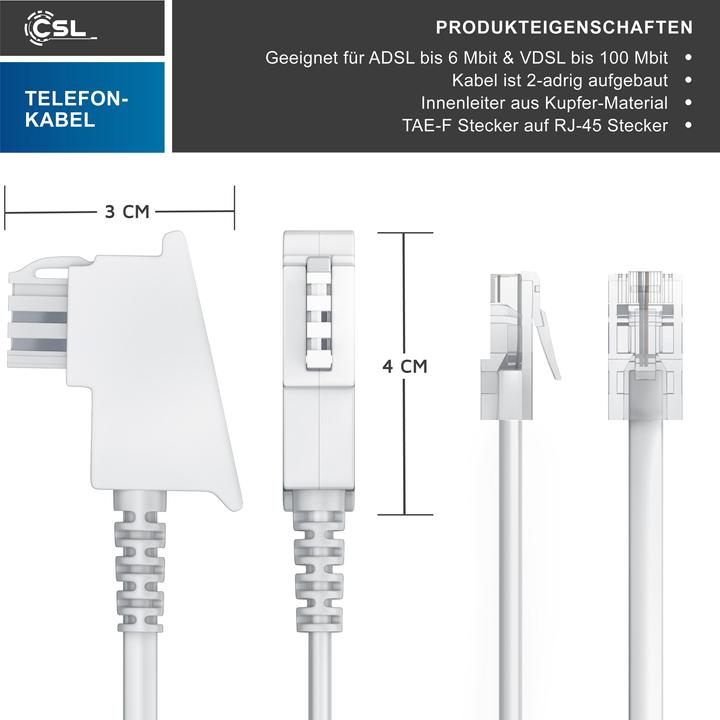 Actual product image CSL Telephone cable, TAE-F plug to RJ45 plug