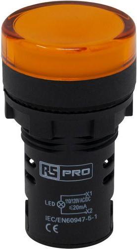 Produktbild RS PRO Kontrollleuchtenanzeige LED gelb 110V