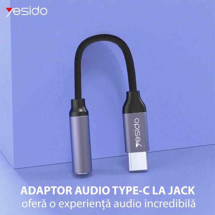 Produktbild Yesido - Audio Cable Adapter (YAU19) - Type-C to Jack 3.5mm - Black