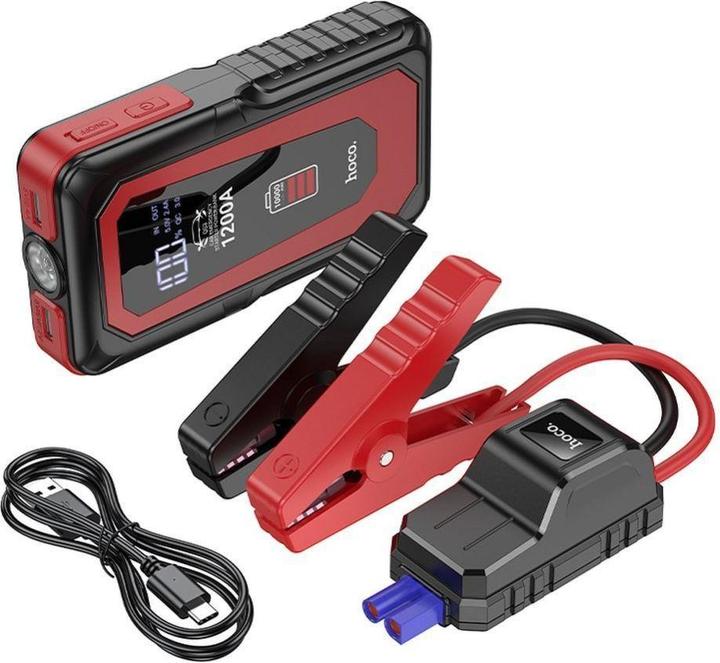 Actual product image Hoco Power bank powerbank 10000 mAh with car emergency starter 2,4A 18W QS3 black (18 W)